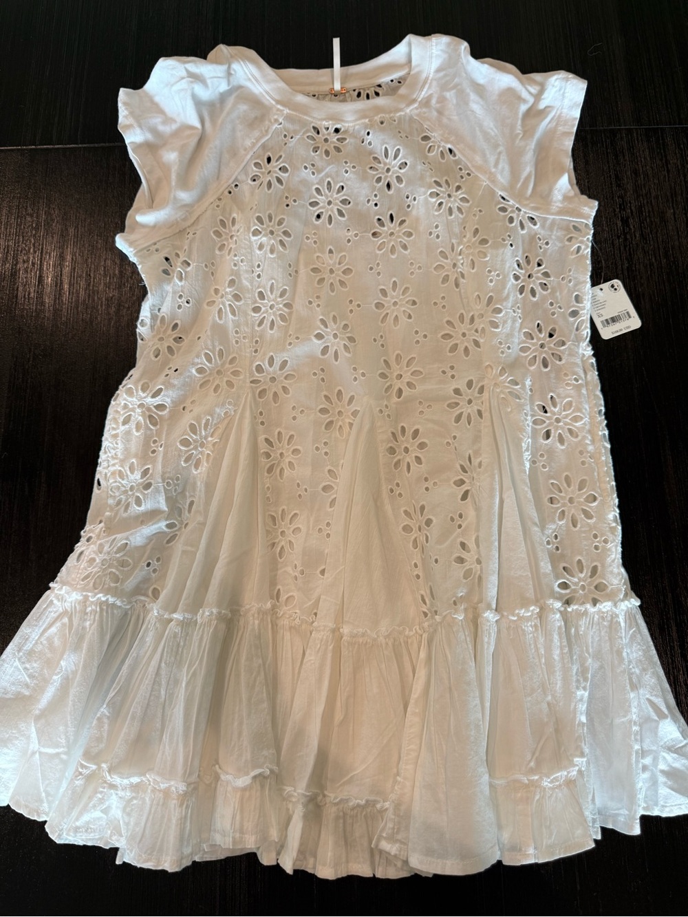 Free People White Eyelet Ruffle Mini Dress